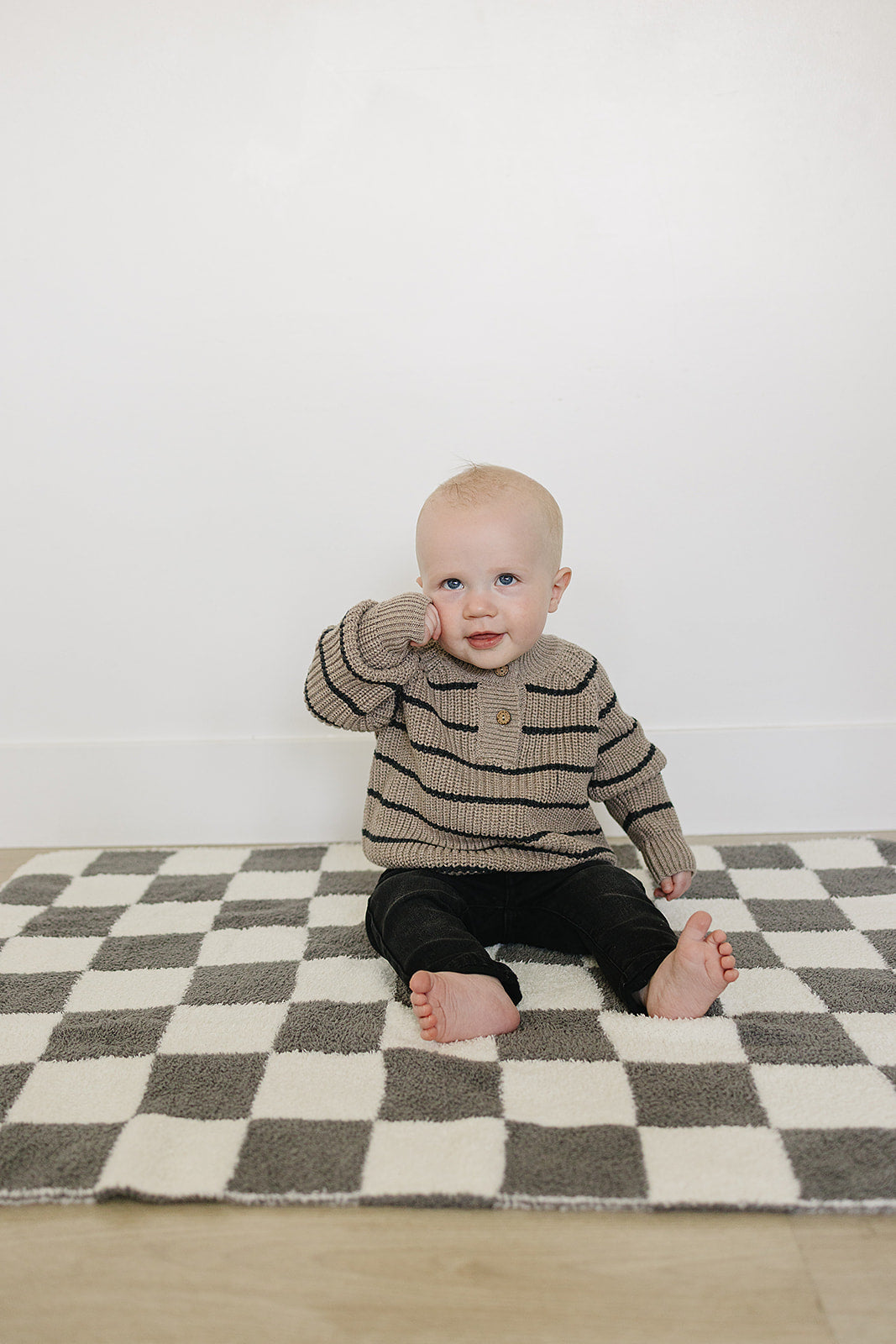 Brown + Charcoal Stripe Knit Sweater Mebie Baby