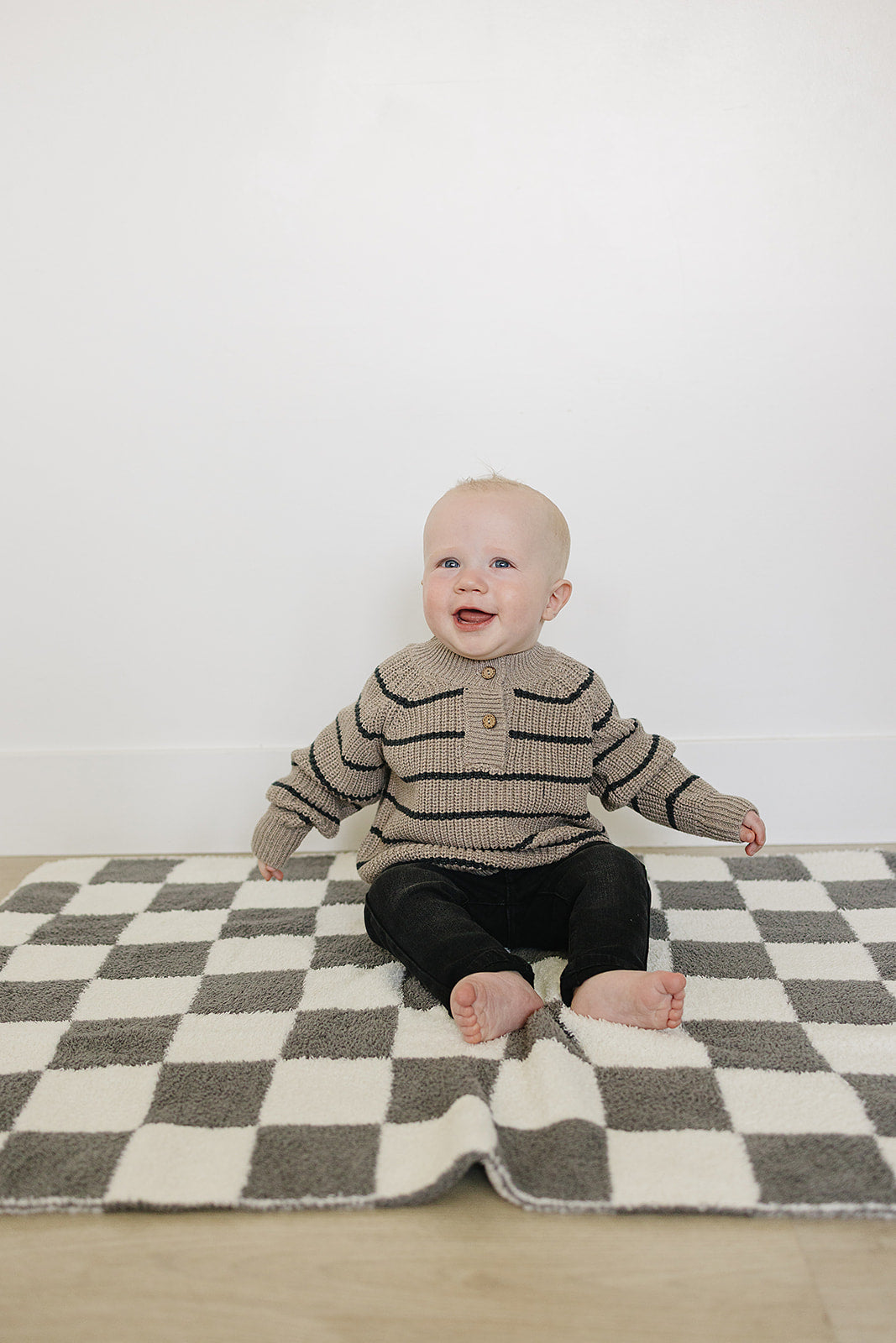 Brown + Charcoal Stripe Knit Sweater Mebie Baby