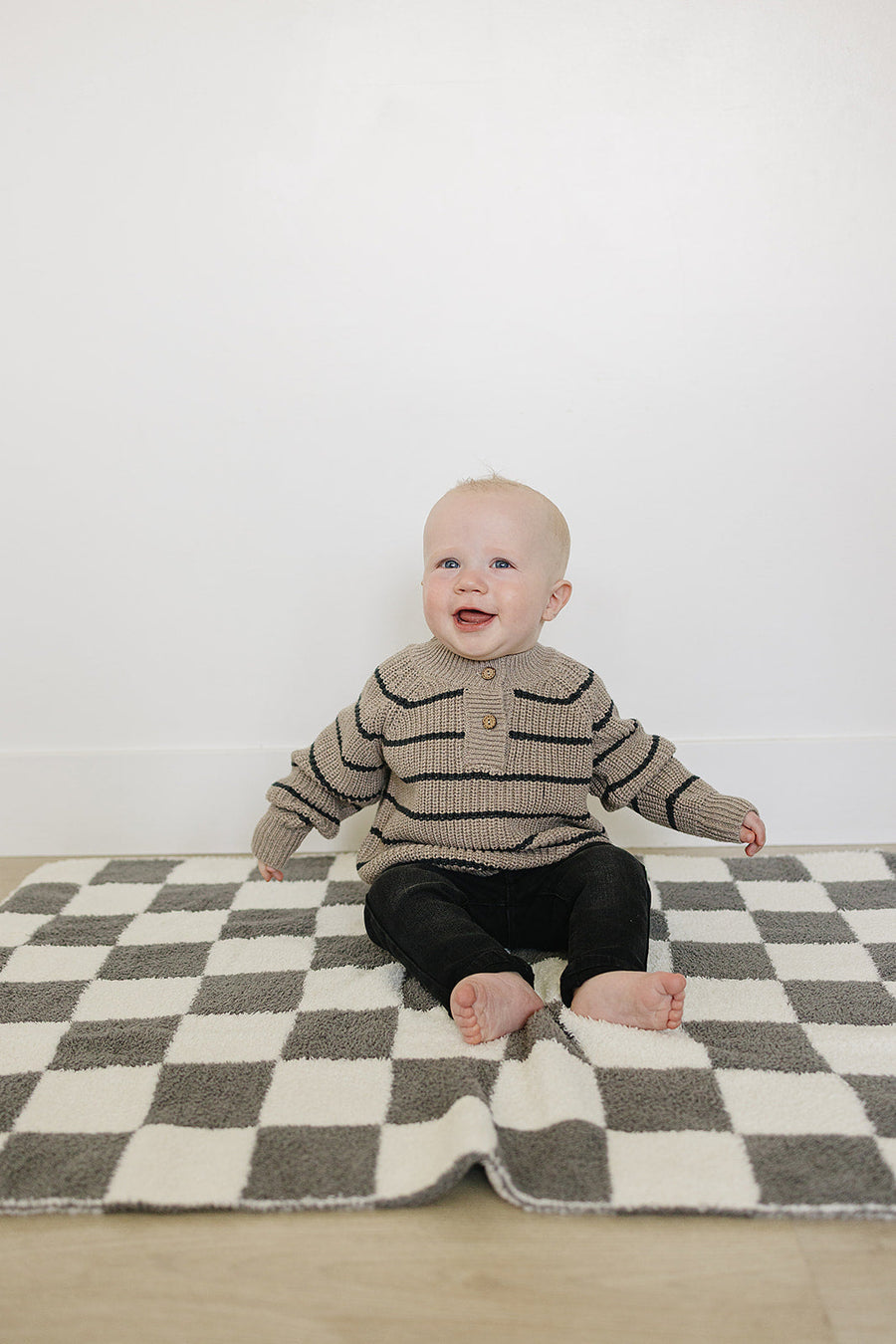 Brown + Charcoal Stripe Knit Sweater Mebie Baby