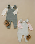 Grey Ruffle Knit Overalls