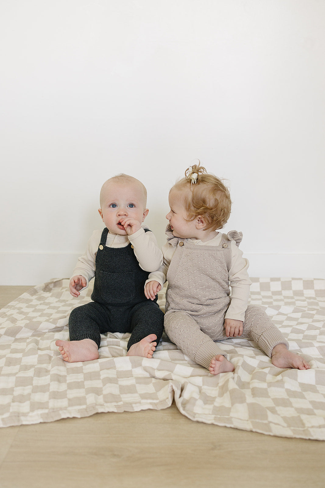 Charcoal Knit Pocket Overalls Mebie Baby