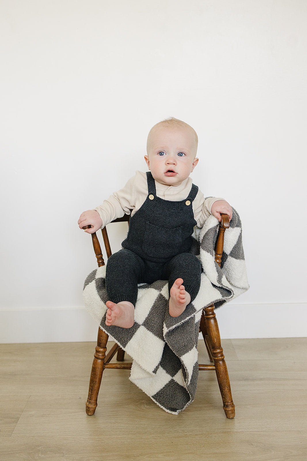 Charcoal Knit Pocket Overalls Mebie Baby