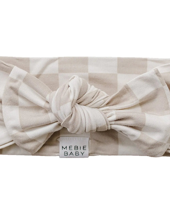 Taupe Checkered Bamboo Head Wrap Mebie Baby