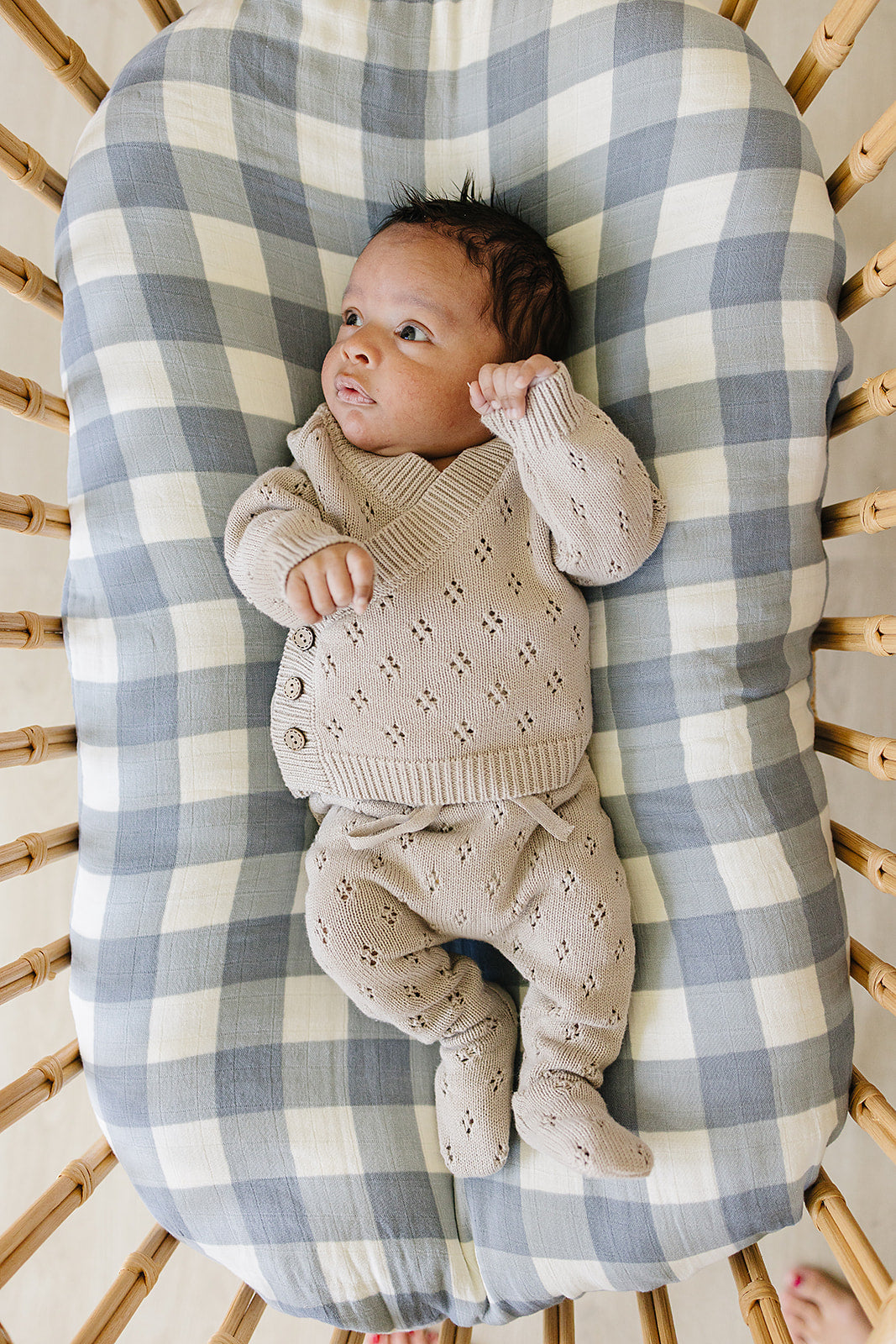 Taupe Pointelle Knit Set Mebie Baby