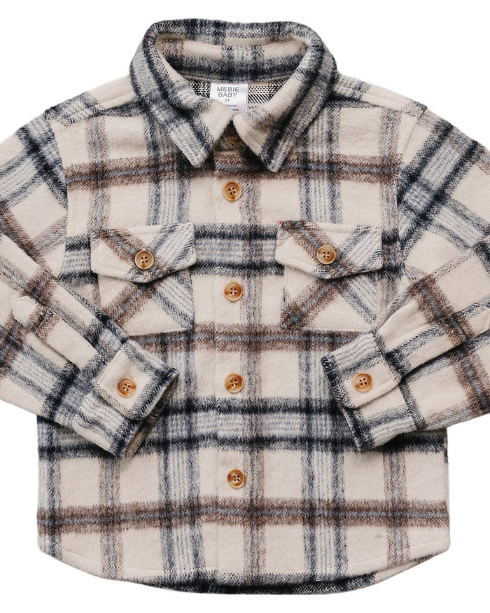 Cream Plaid Shacket Mebie Baby