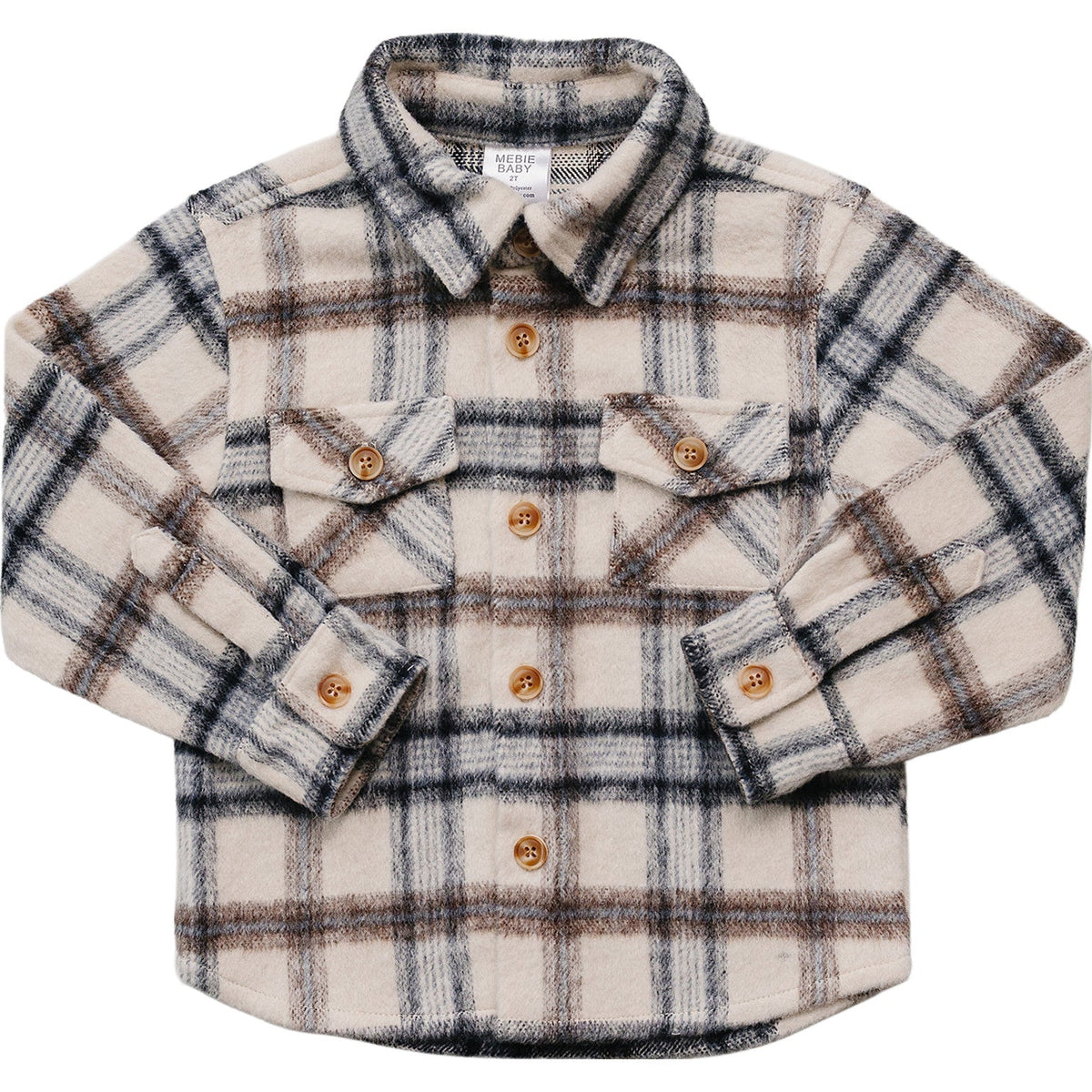 Cream Plaid Shacket Mebie Baby