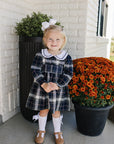 Navy Plaid Smocked Dress
