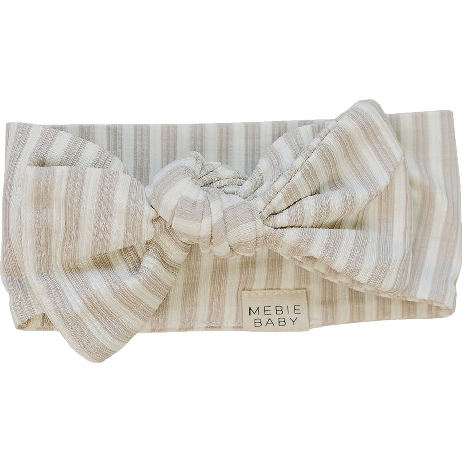 Taupe Stripe Ribbed Bamboo Head Wrap Mebie Baby