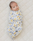 Dusty Blue Bunny Bamboo Stretch Swaddle