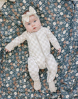 Taupe Checkered Bamboo Zipper