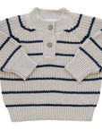 Stripe Button Knit Sweater