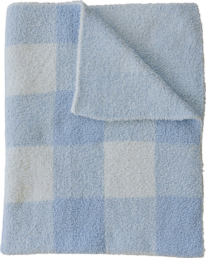 Light Blue Plaid Plush Blanket Mebie Baby