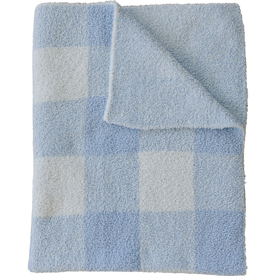 Light Blue Plaid Plush Blanket Mebie Baby