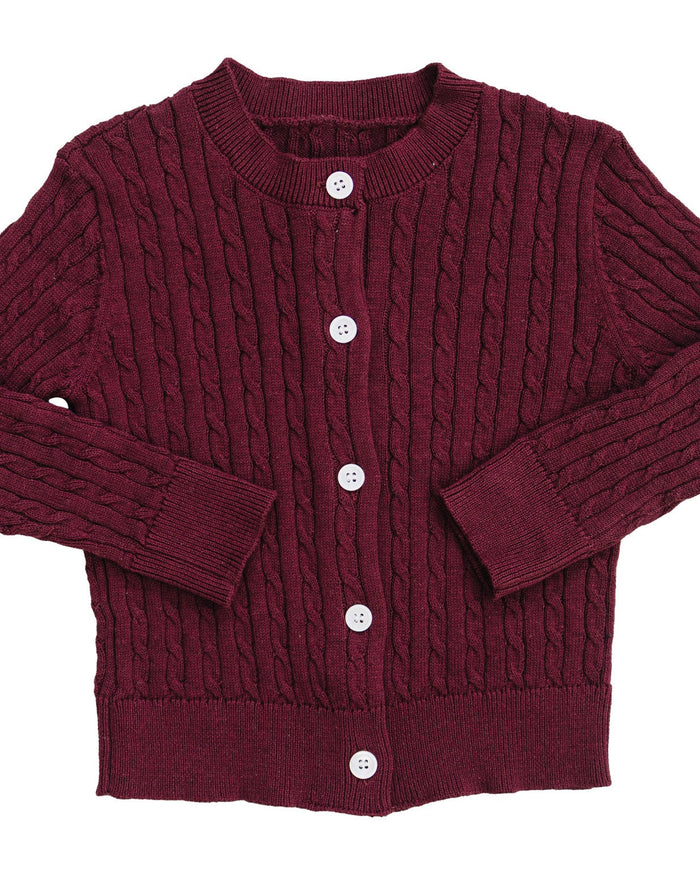 Burgundy Cable Knit Cardigan Mebie Baby