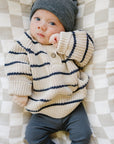 Stripe Button Knit Sweater