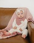 Vintage Pink Floral + Pink Stripes Muslin Quilt