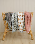 Vintage Pink Floral + Pink Stripes Muslin Quilt