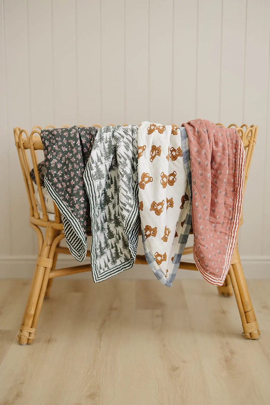 Forest + Green Stripes Muslin Quilt Mebie Baby