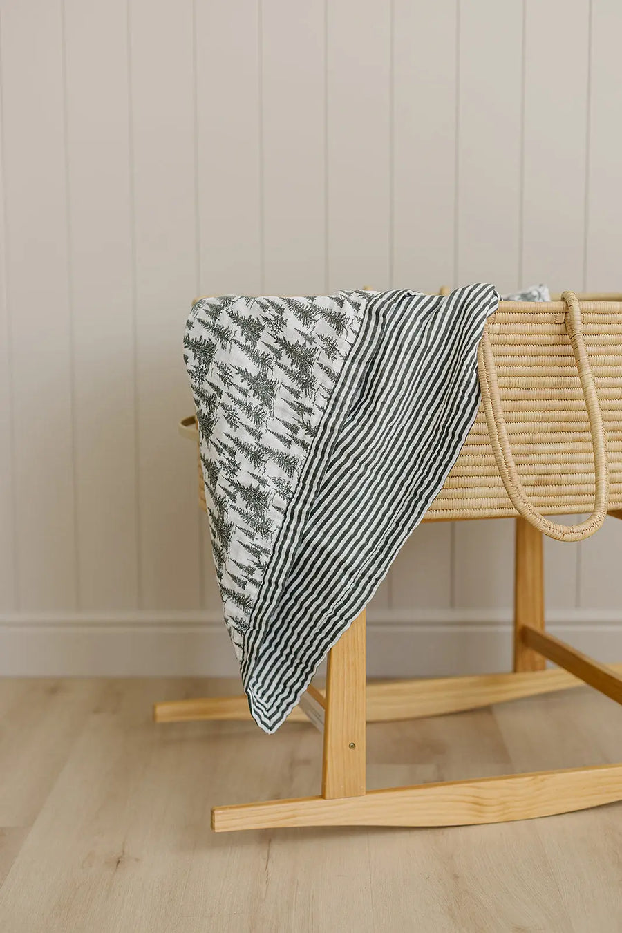 Forest + Green Stripes Muslin Quilt Mebie Baby