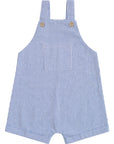 Blue Stripe Short Linen Overalls