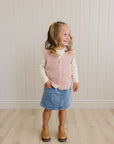 Pink Knit Button Down Vest