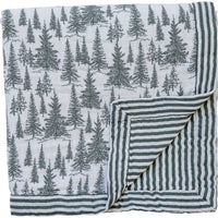 Forest + Green Stripes Muslin Quilt Mebie Baby