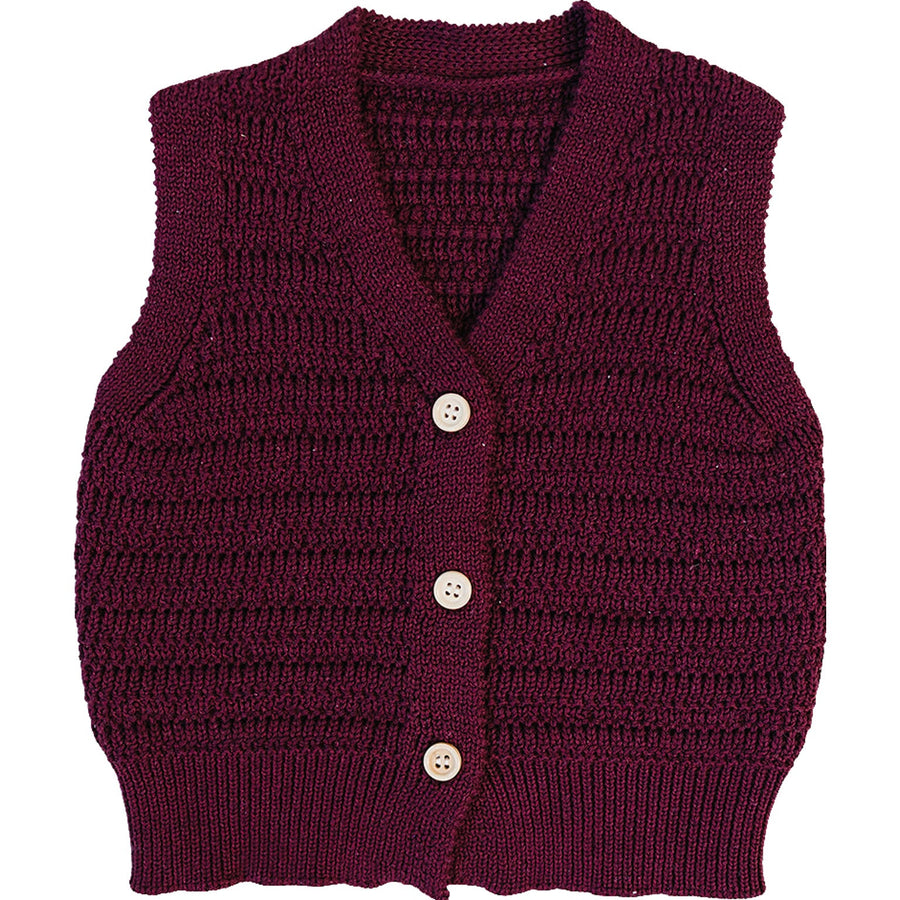 Burgundy Knit Vest Mebie Baby