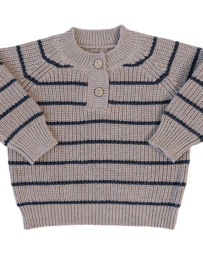 Brown + Charcoal Stripe Knit Sweater Mebie Baby