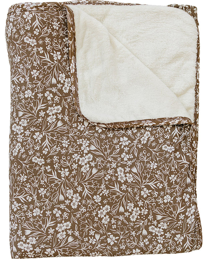 Brown Floral Bamboo Fleece Quilt Mebie Baby