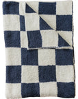 Navy Checkered Plush Blanket