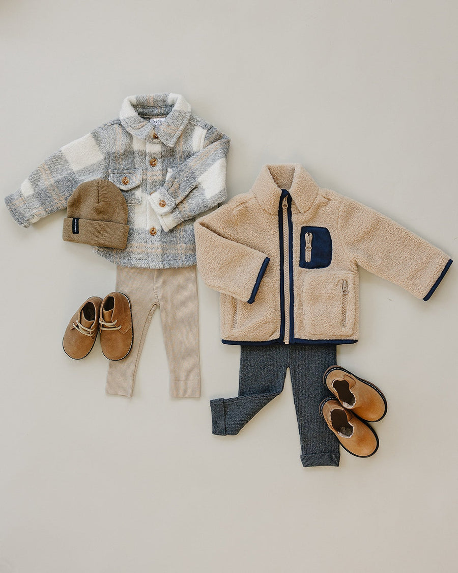 Grey Plaid Shacket Mebie Baby