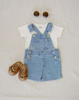 Blue Stripe Short Overalls