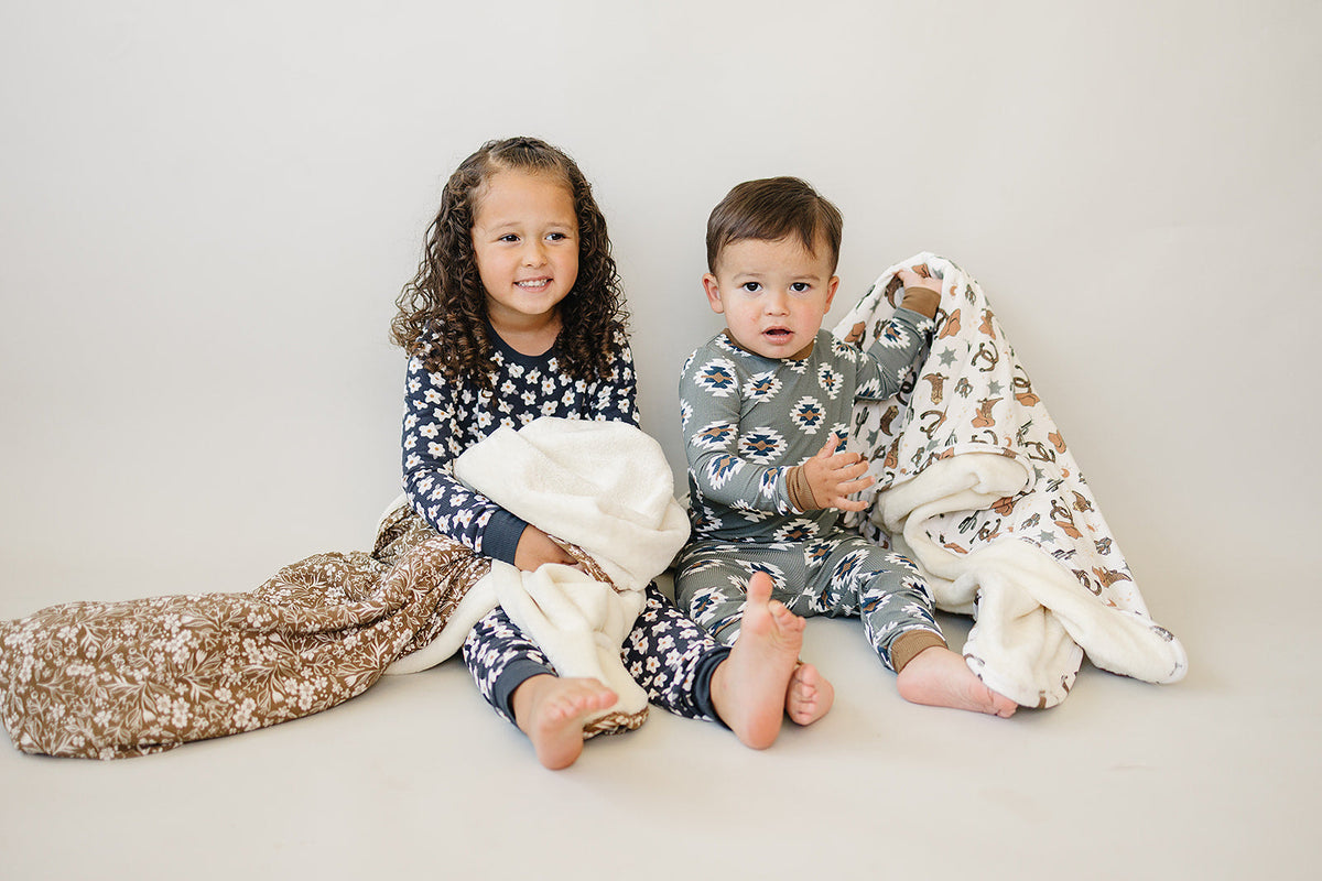 Brown Floral Bamboo Fleece Quilt Mebie Baby