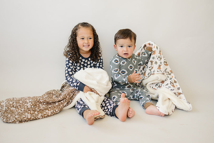 Brown Floral Bamboo Fleece Quilt Mebie Baby