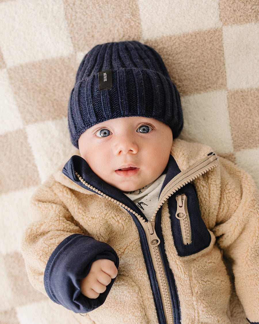 Navy Chunky Knit Beanie Mebie Baby
