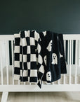 Black + White Checkered Plush Blanket