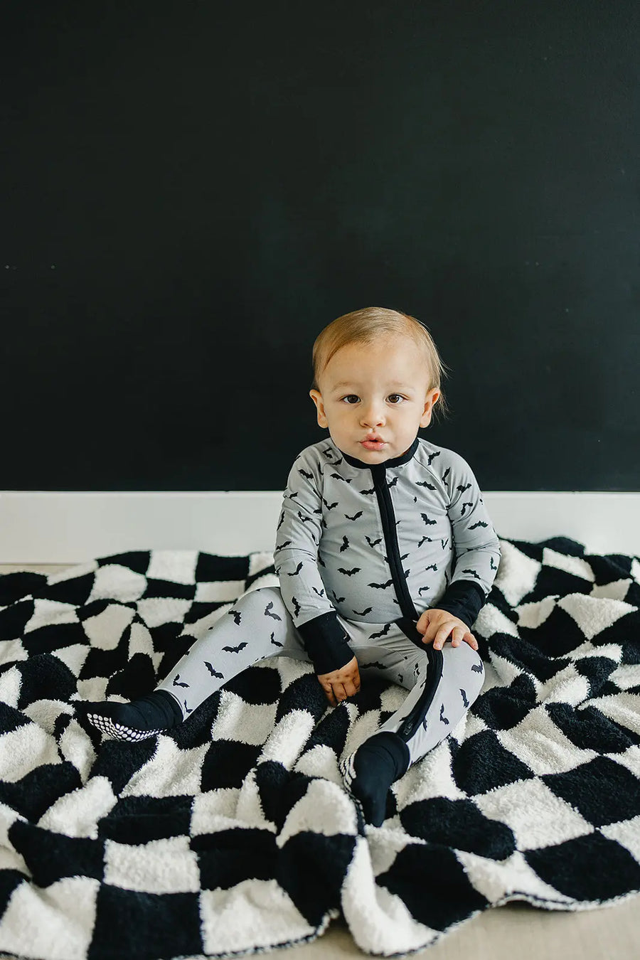 Black + White Checkered Plush Blanket Mebie Baby