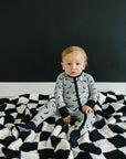 Black + White Checkered Plush Blanket