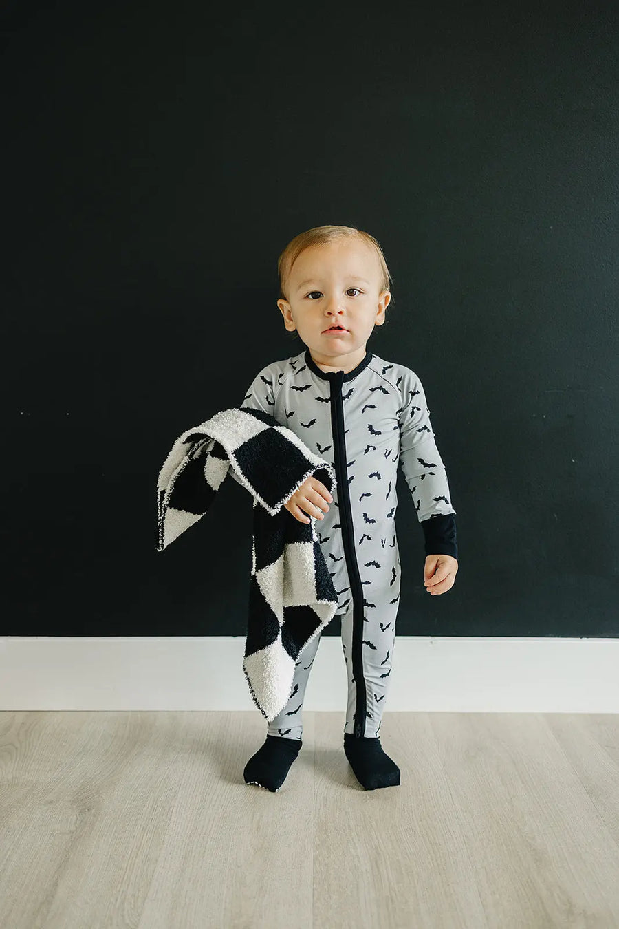 Black + White Checkered Plush Blanket Mebie Baby