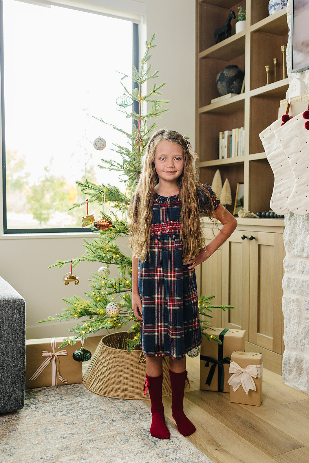 Christmas Plaid Smocked Dress Mebie Baby