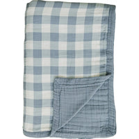 Dusty Blue Gingham Twin Muslin Quilt Mebie Baby