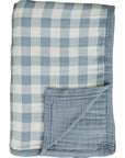 Dusty Blue Gingham Twin Muslin Quilt
