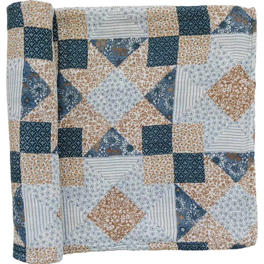 Patchwork Print Muslin Swaddle Blanket Mebie Baby