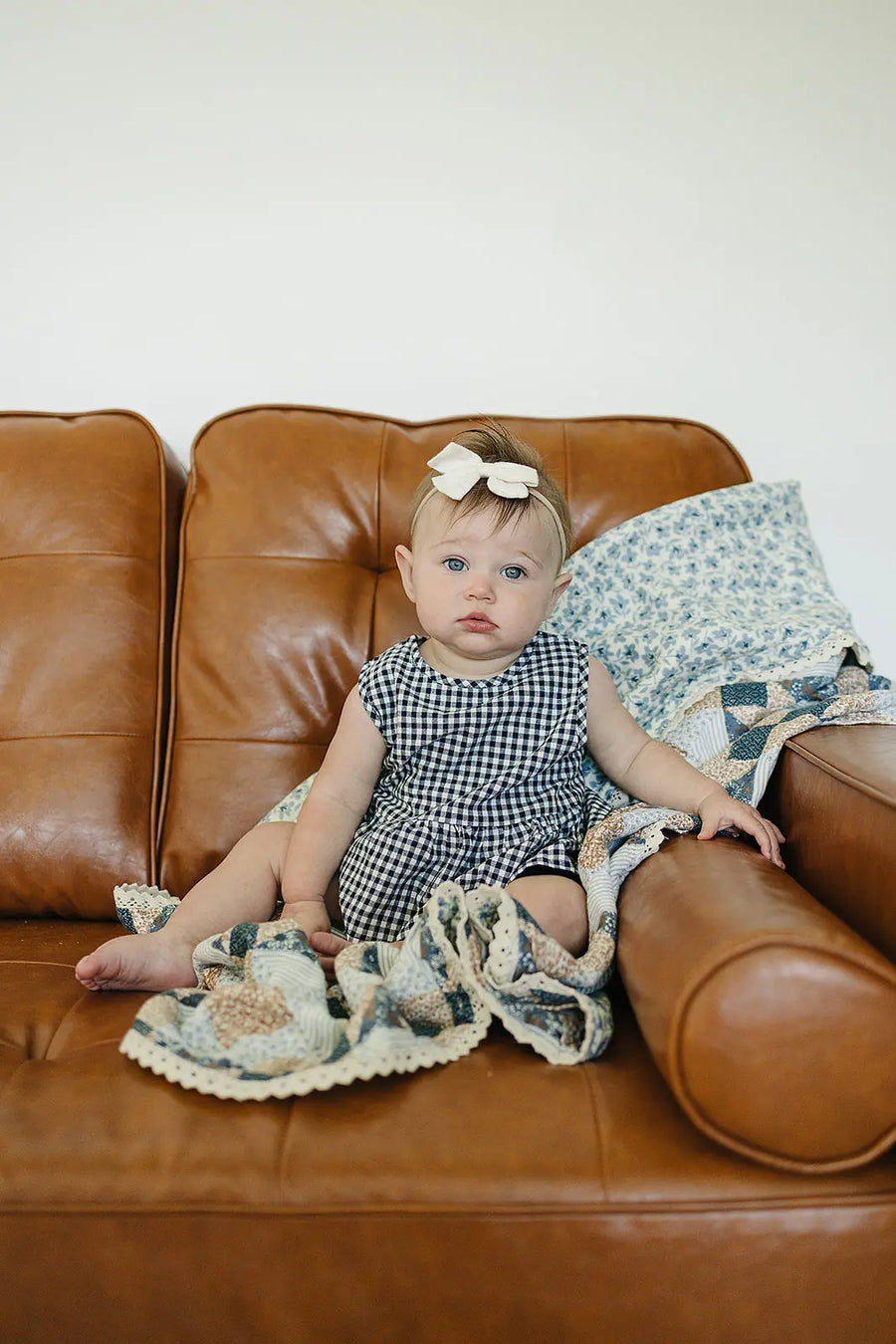 Patchwork Print + Blue Blossom Lace Muslin Quilt Mebie Baby