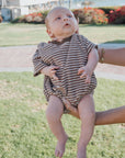 Terry T-Shirt Romper | Cola Stripe