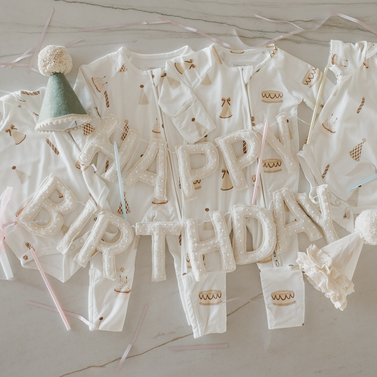Bamboo Zip Pajamas | Birthday Boy forever french baby