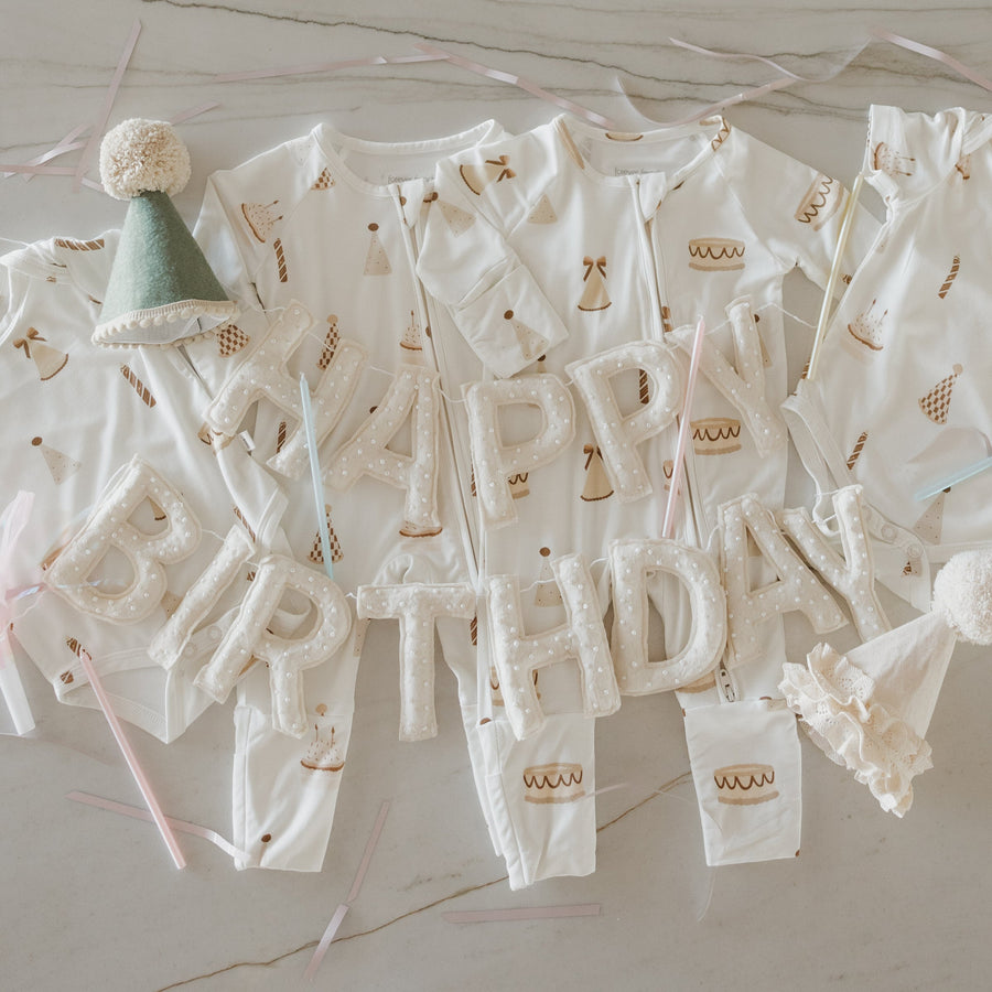 Bamboo Zip Pajamas | Birthday Boy forever french baby