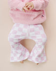 Checkered Flare Pants | Pink