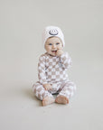 Checkered Smiley Lounge Set | Latte