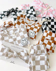 Checkered Smiley Lounge Set | Latte